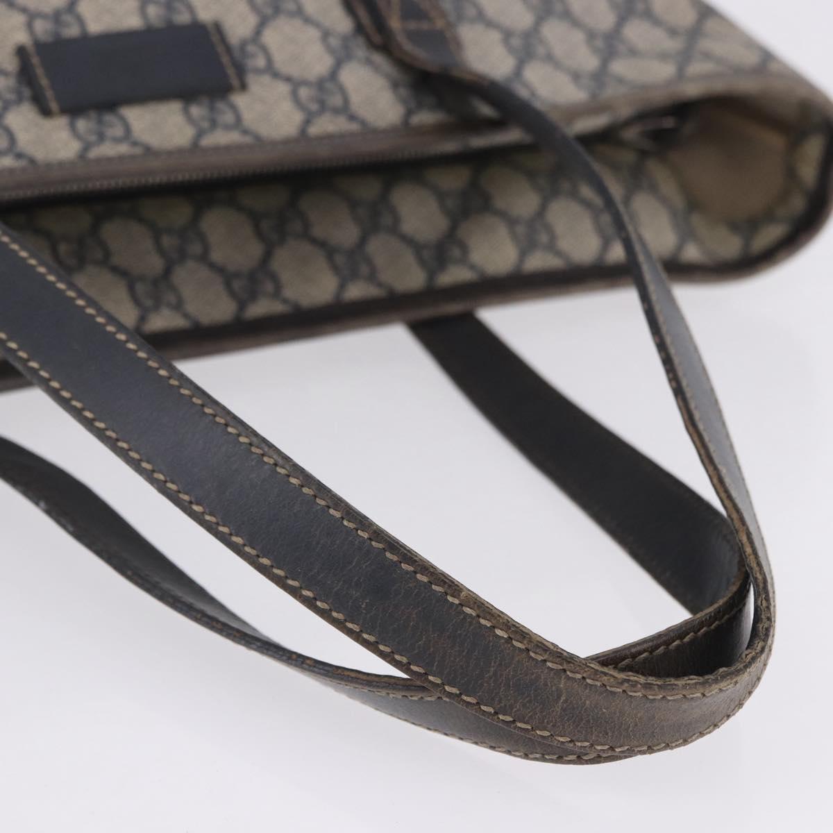 GUCCI GG Supreme Tote Bag PVC Navy Silver 211137 Auth 201133