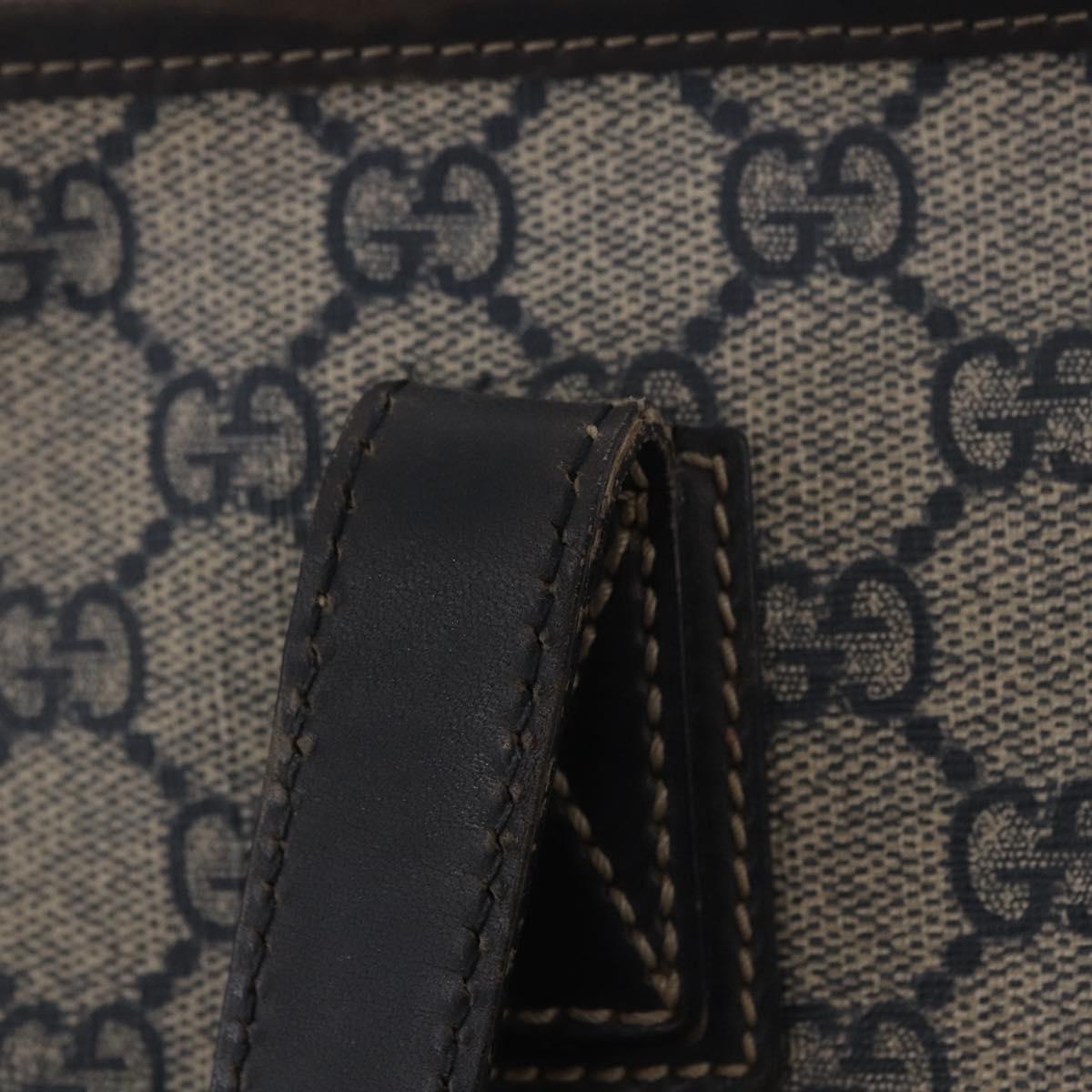 GUCCI GG Supreme Tote Bag PVC Navy Silver 211137 Auth 201133