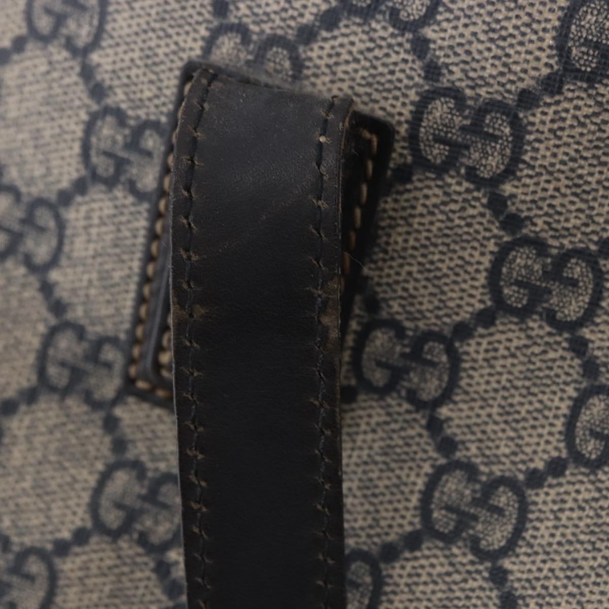 GUCCI GG Supreme Tote Bag PVC Navy Silver 211137 Auth 201133