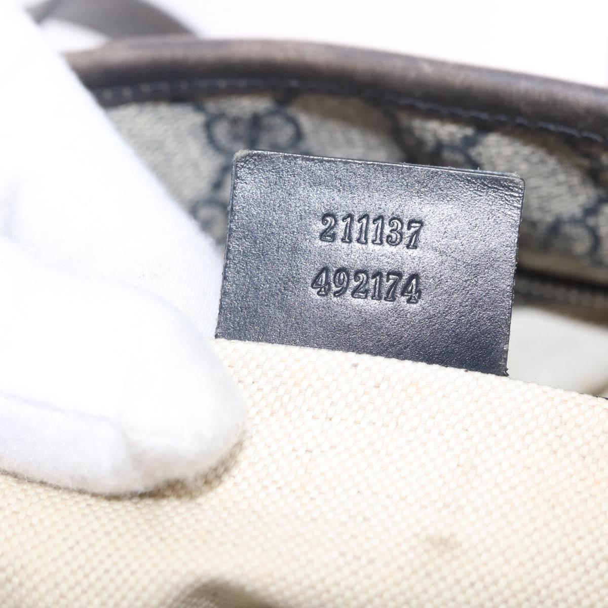 GUCCI GG Supreme Tote Bag PVC Navy Silver 211137 Auth 201133