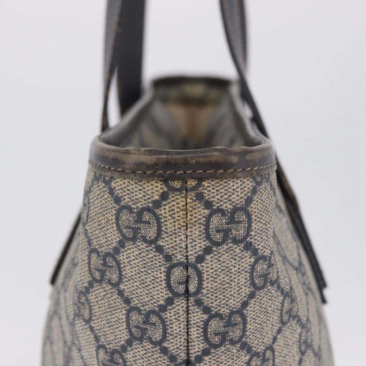 GUCCI GG Supreme Tote Bag PVC Navy Silver 211137 Auth 201133