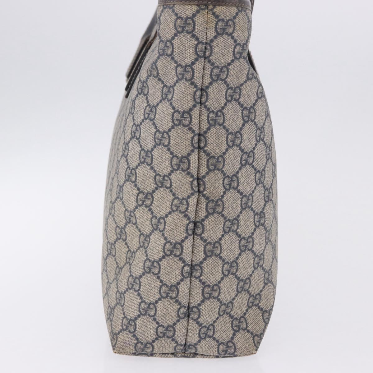 GUCCI GG Supreme Tote Bag PVC Navy Silver 211137 Auth 201133