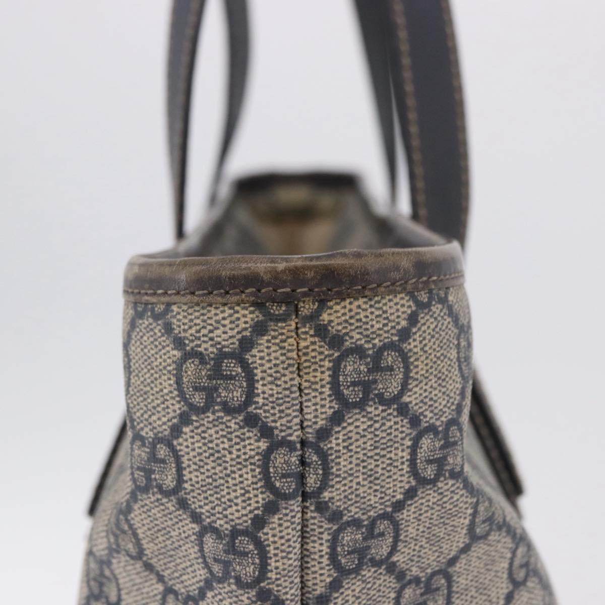 GUCCI GG Supreme Tote Bag PVC Navy Silver 211137 Auth 201133