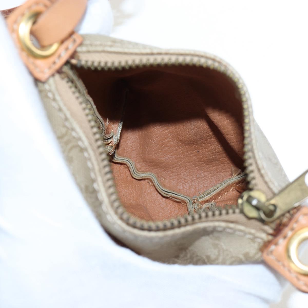 CELINE Macadam Canvas Hand Bag PVC Beige Gold Auth 201135V