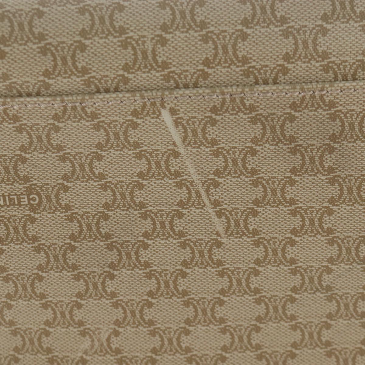 CELINE Macadam Canvas Hand Bag PVC Beige Gold Auth 201135V
