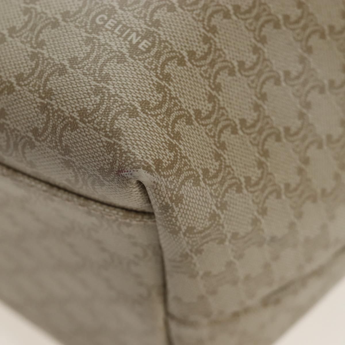 CELINE Macadam Canvas Hand Bag PVC Beige Gold Auth 201135V