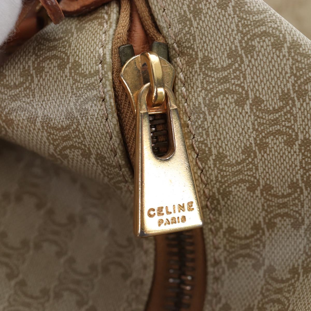 CELINE Macadam Canvas Hand Bag PVC Beige Gold Auth 201135V