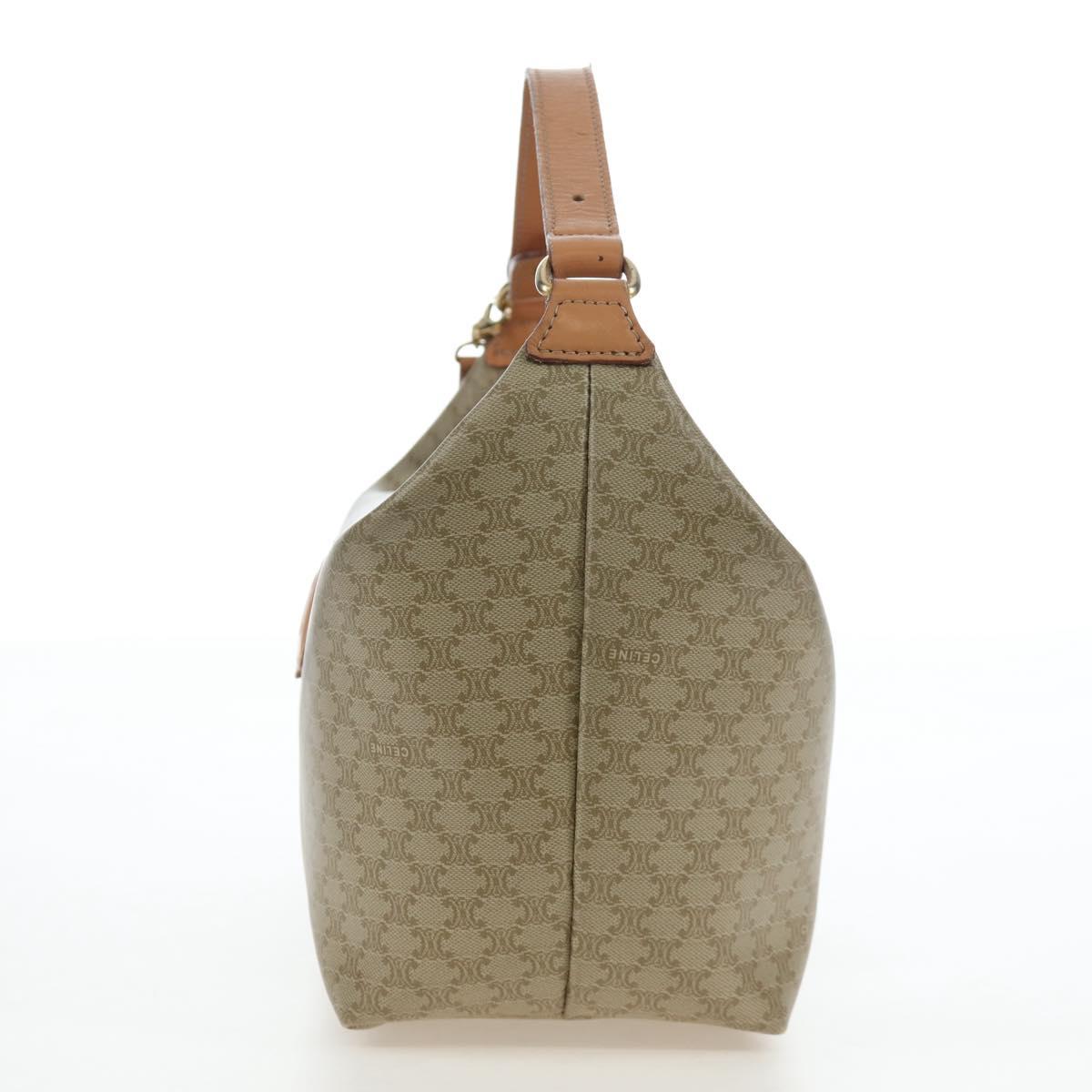 CELINE Macadam Canvas Hand Bag PVC Beige Gold Auth 201135V