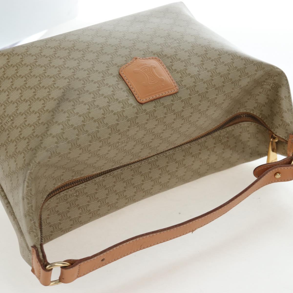 CELINE Macadam Canvas Hand Bag PVC Beige Gold Auth 201135V