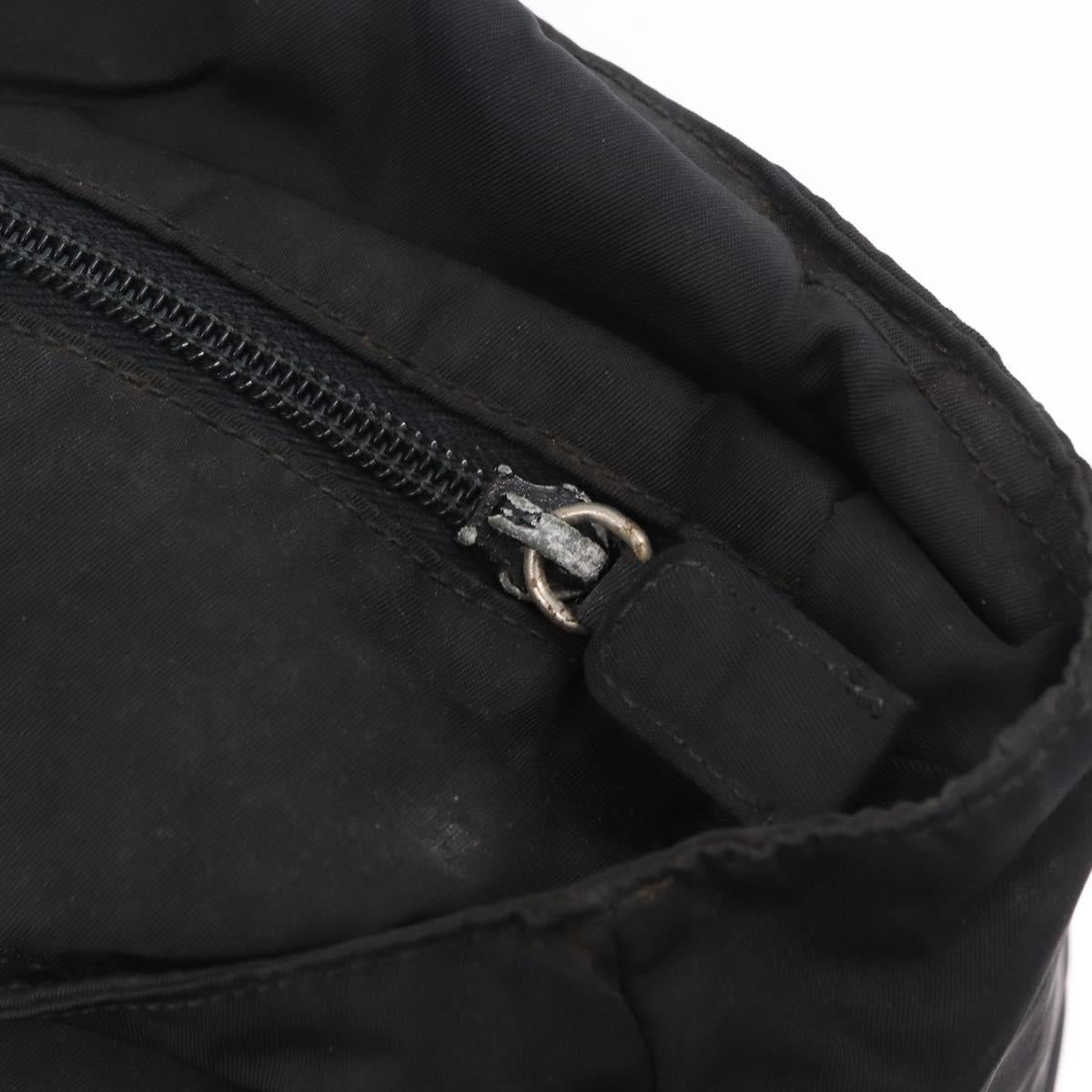 PRADA Tote Bag Nylon Black Silver Auth 201137