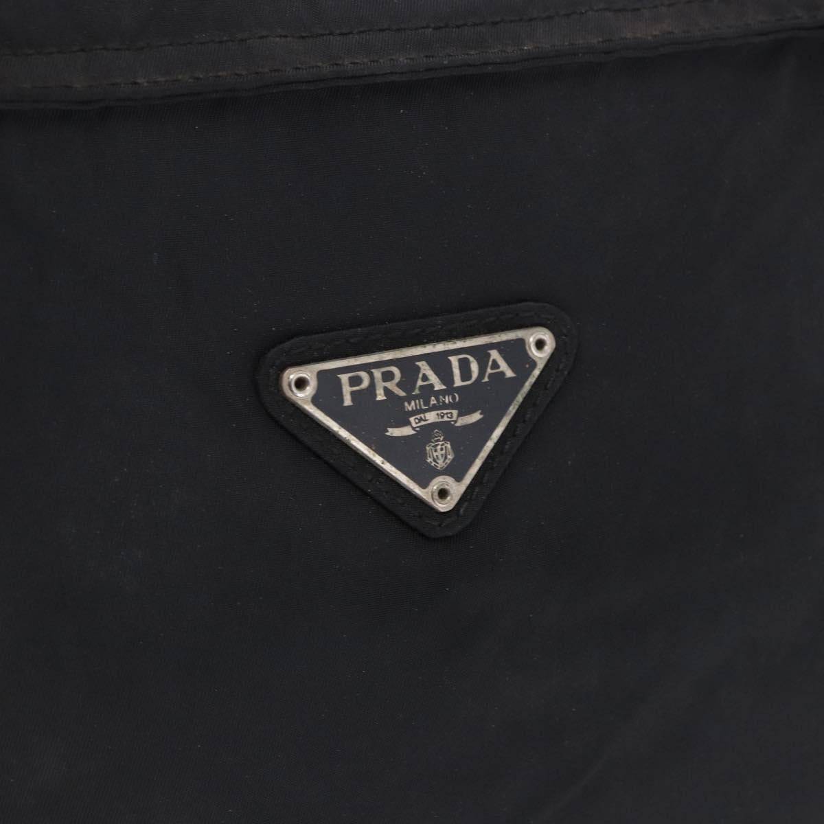 PRADA Tote Bag Nylon Black Silver Auth 201137