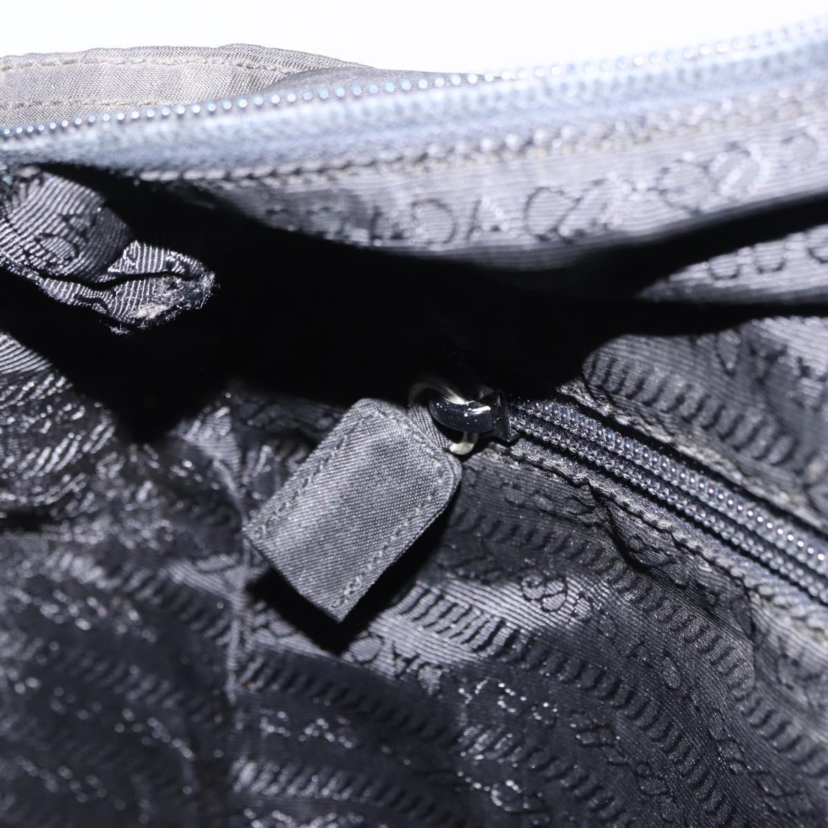 PRADA Tote Bag Nylon Black Silver Auth 201137
