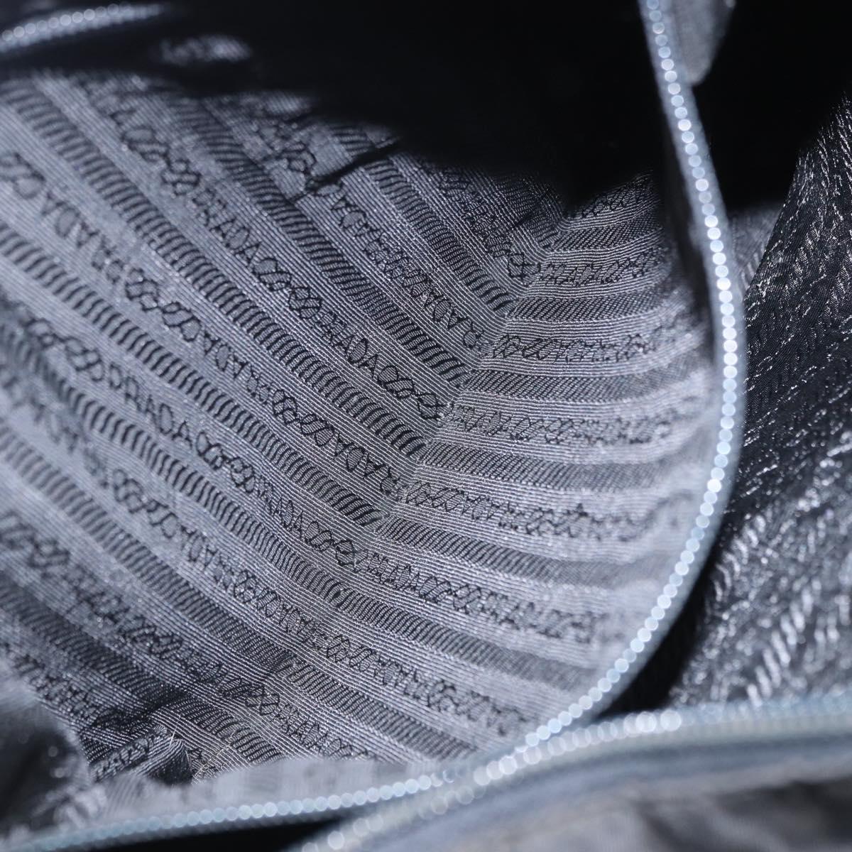 PRADA Tote Bag Nylon Black Silver Auth 201137