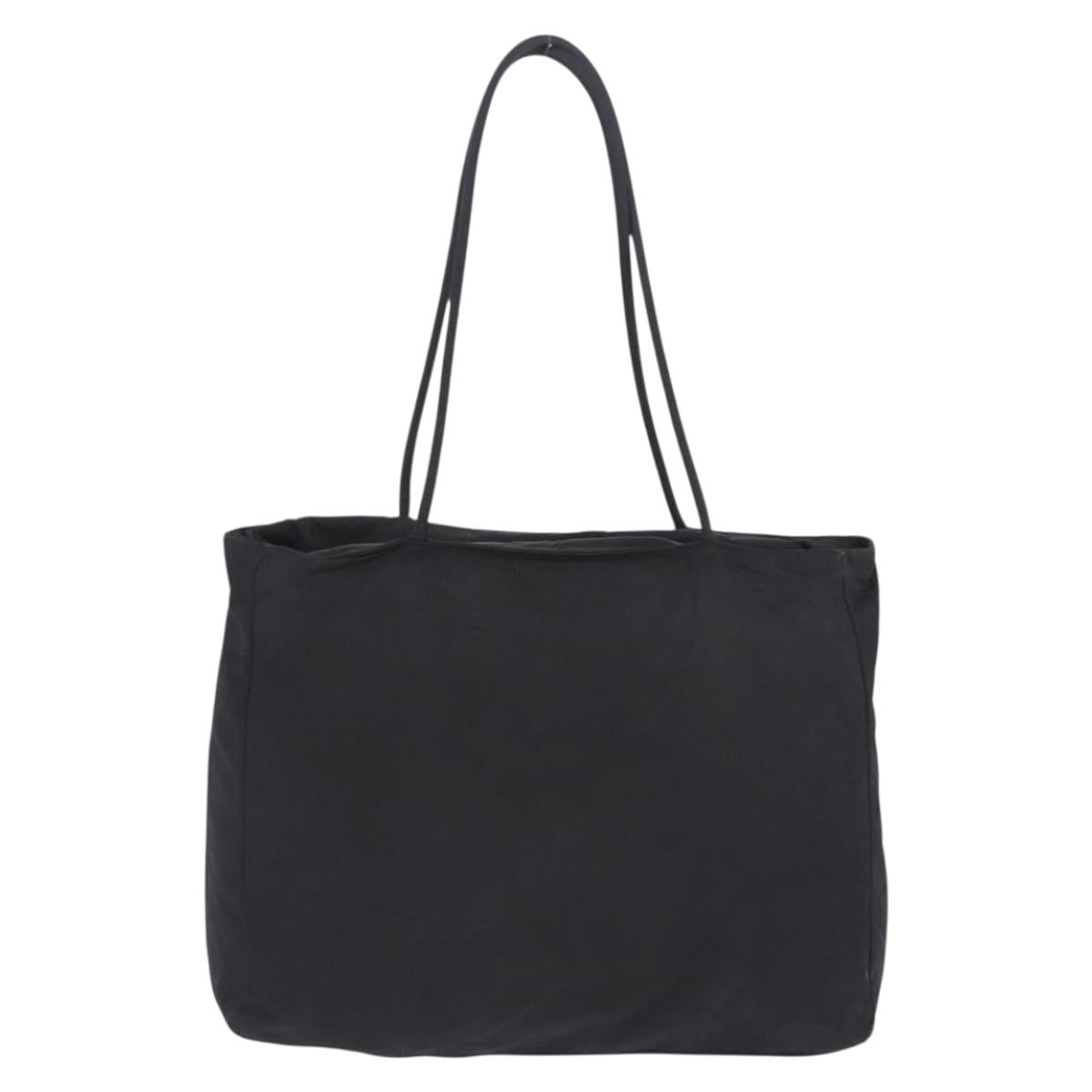 PRADA Tote Bag Nylon Black Silver Auth 201137