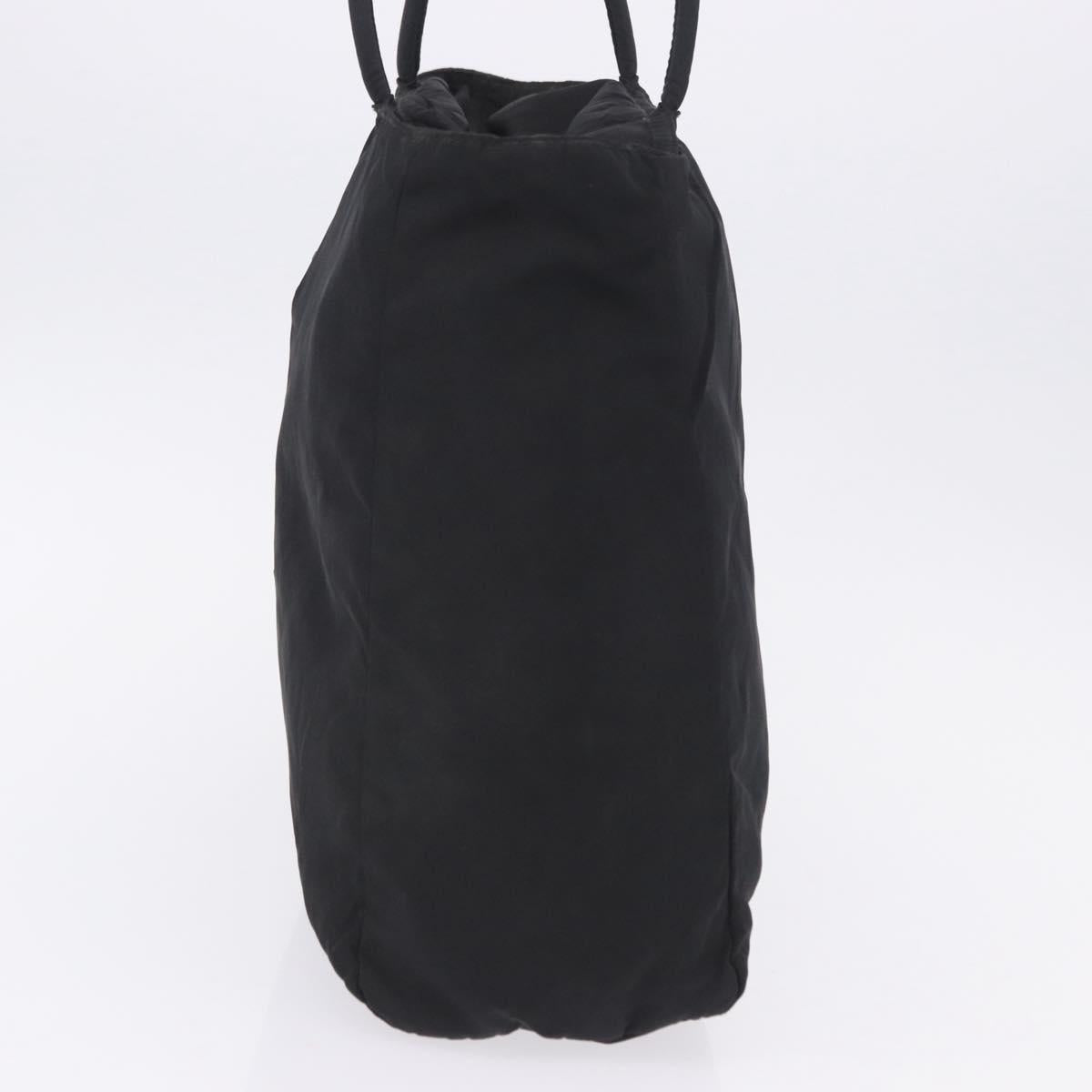 PRADA Tote Bag Nylon Black Silver Auth 201137