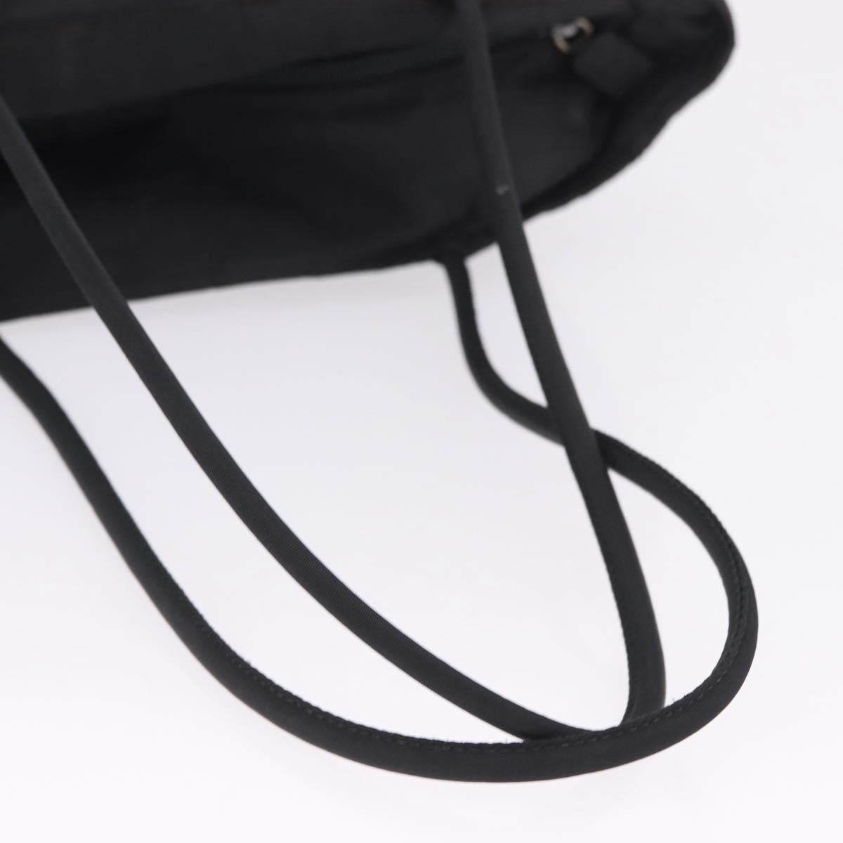 PRADA Tote Bag Nylon Black Silver Auth 201137