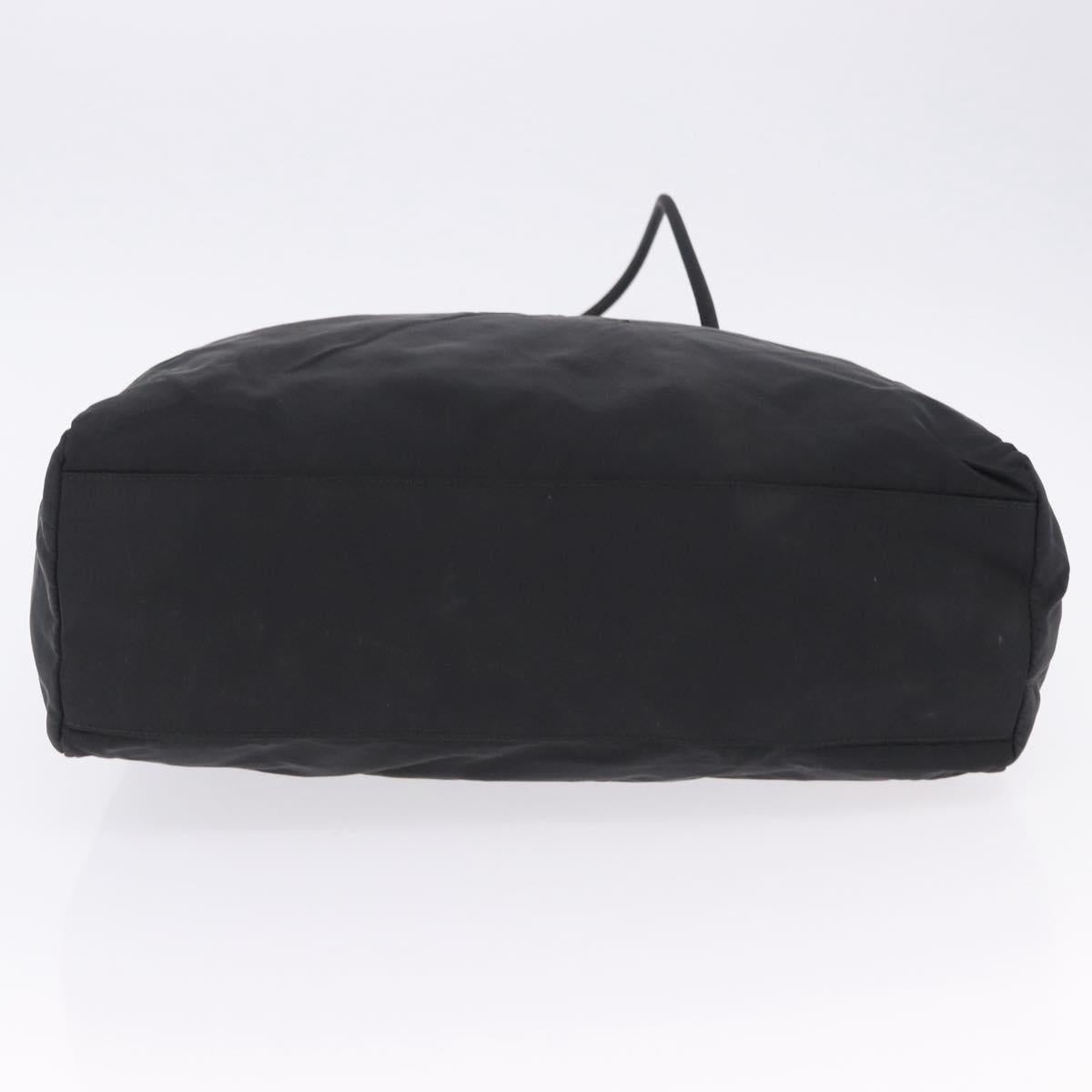 PRADA Tote Bag Nylon Black Silver Auth 201137