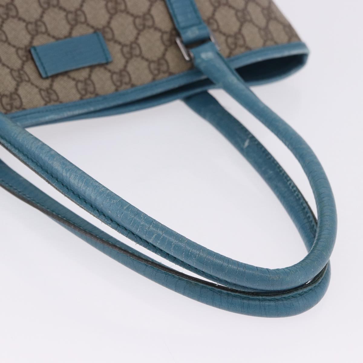 GUCCI GG Supreme Tote Bag PVC Beige Blue 114595 Auth 201138