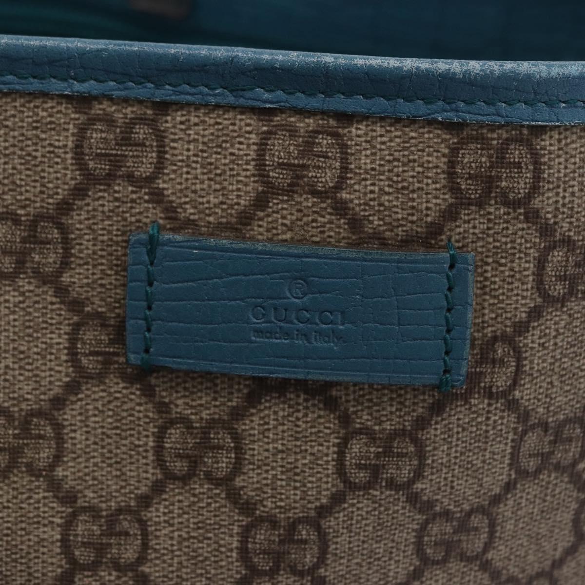 GUCCI GG Supreme Tote Bag PVC Beige Blue 114595 Auth 201138