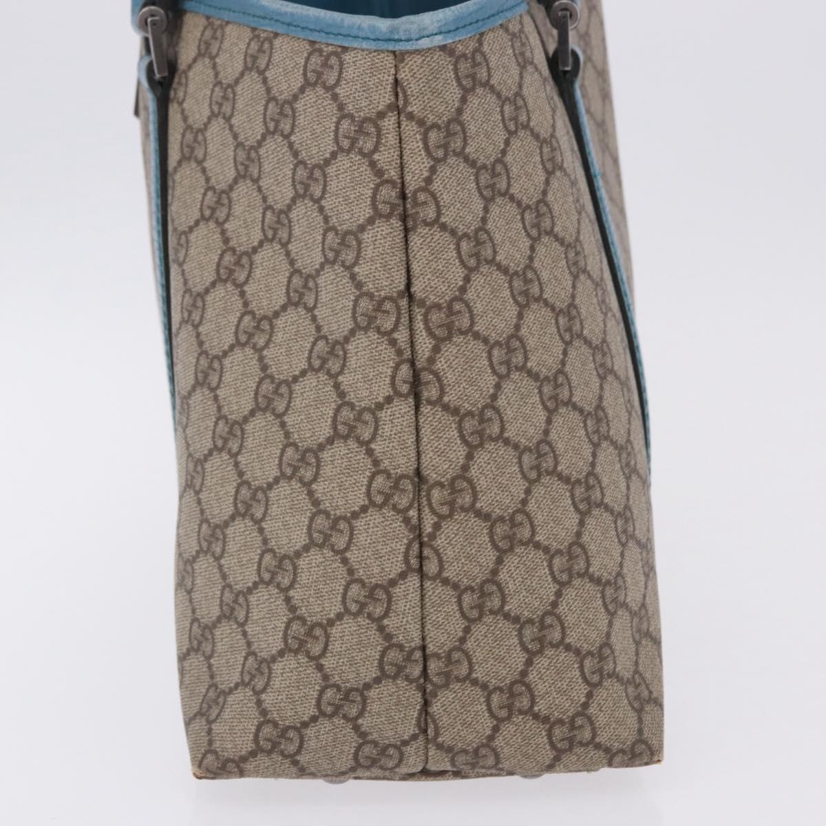 GUCCI GG Supreme Tote Bag PVC Beige Blue 114595 Auth 201138
