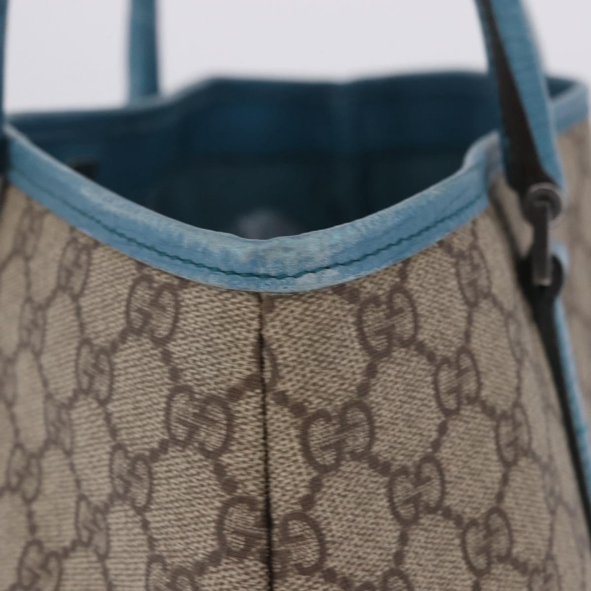GUCCI GG Supreme Tote Bag PVC Beige Blue 114595 Auth 201138