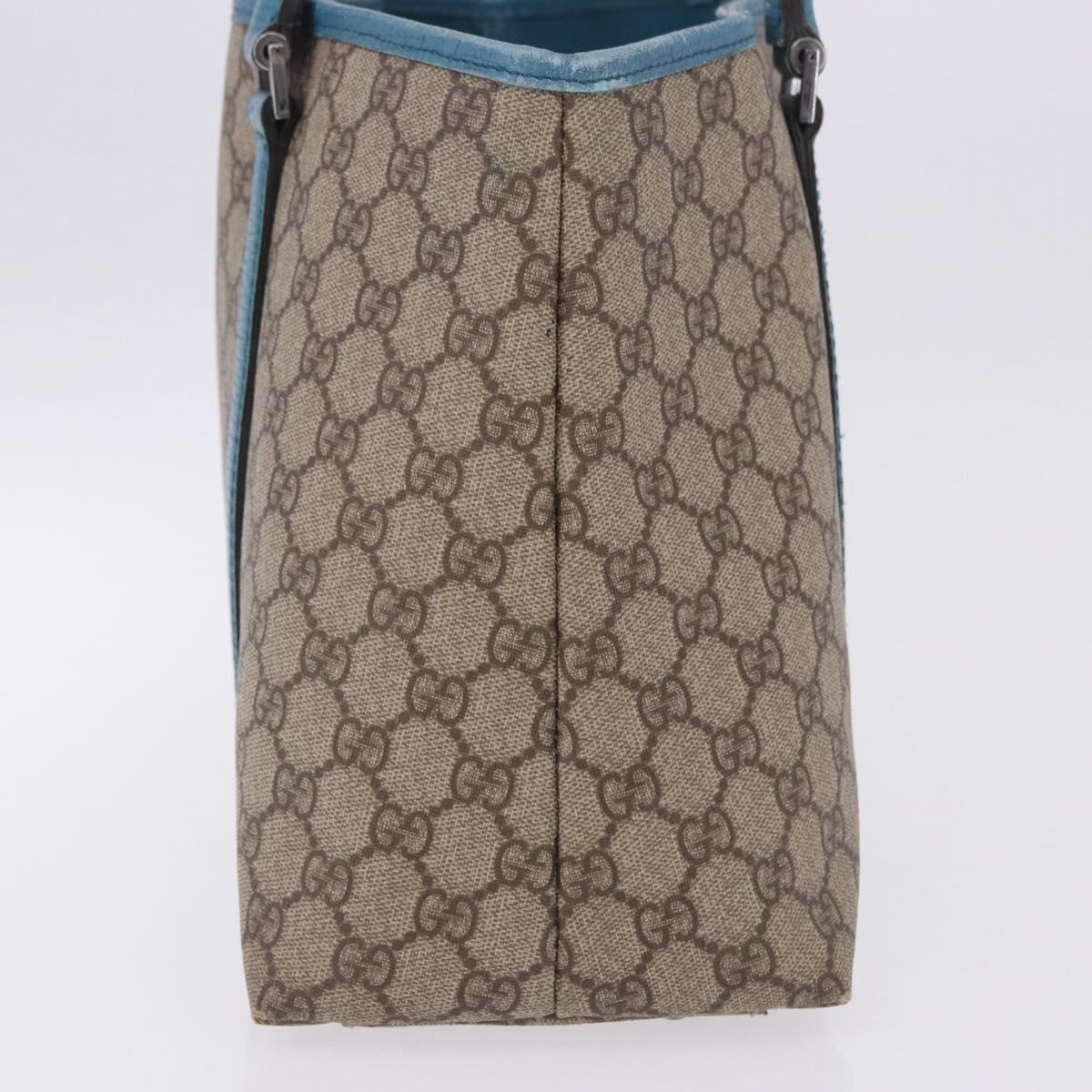GUCCI GG Supreme Tote Bag PVC Beige Blue 114595 Auth 201138