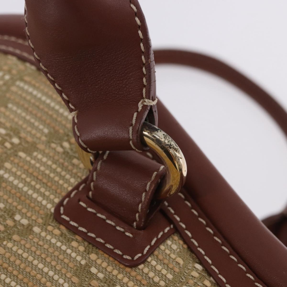 CELINE Hand Bag Canvas Beige Gold Tone Auth 201139A