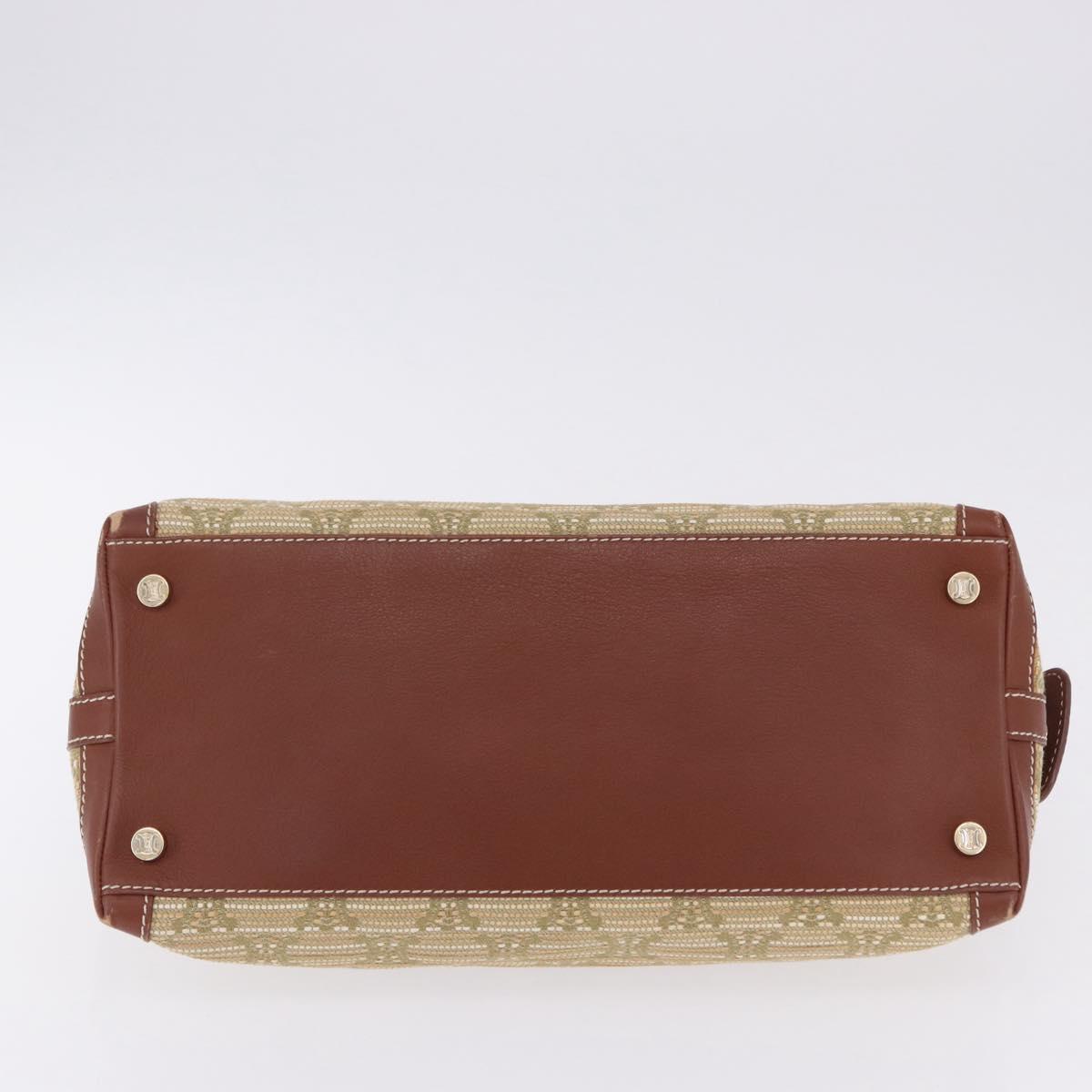 CELINE Hand Bag Canvas Beige Gold Tone Auth 201139A