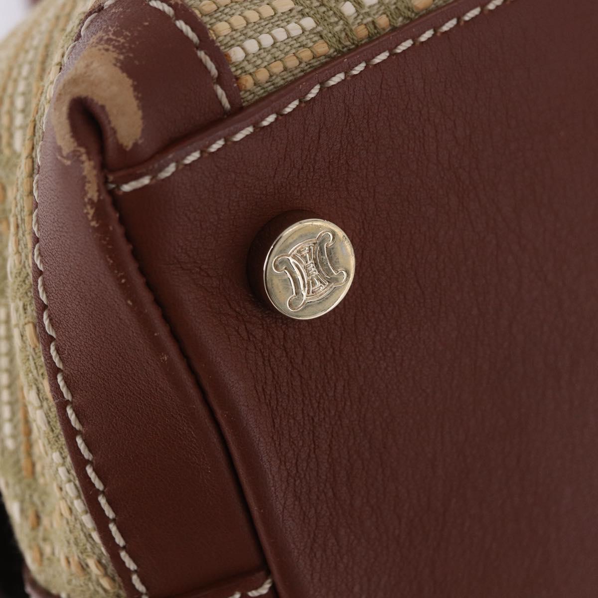 CELINE Hand Bag Canvas Beige Gold Tone Auth 201139A