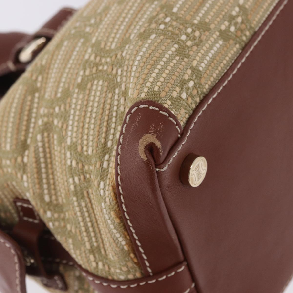 CELINE Hand Bag Canvas Beige Gold Tone Auth 201139A