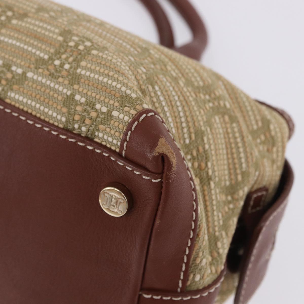 CELINE Hand Bag Canvas Beige Gold Tone Auth 201139A
