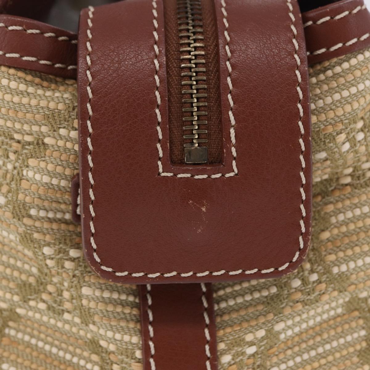 CELINE Hand Bag Canvas Beige Gold Tone Auth 201139A