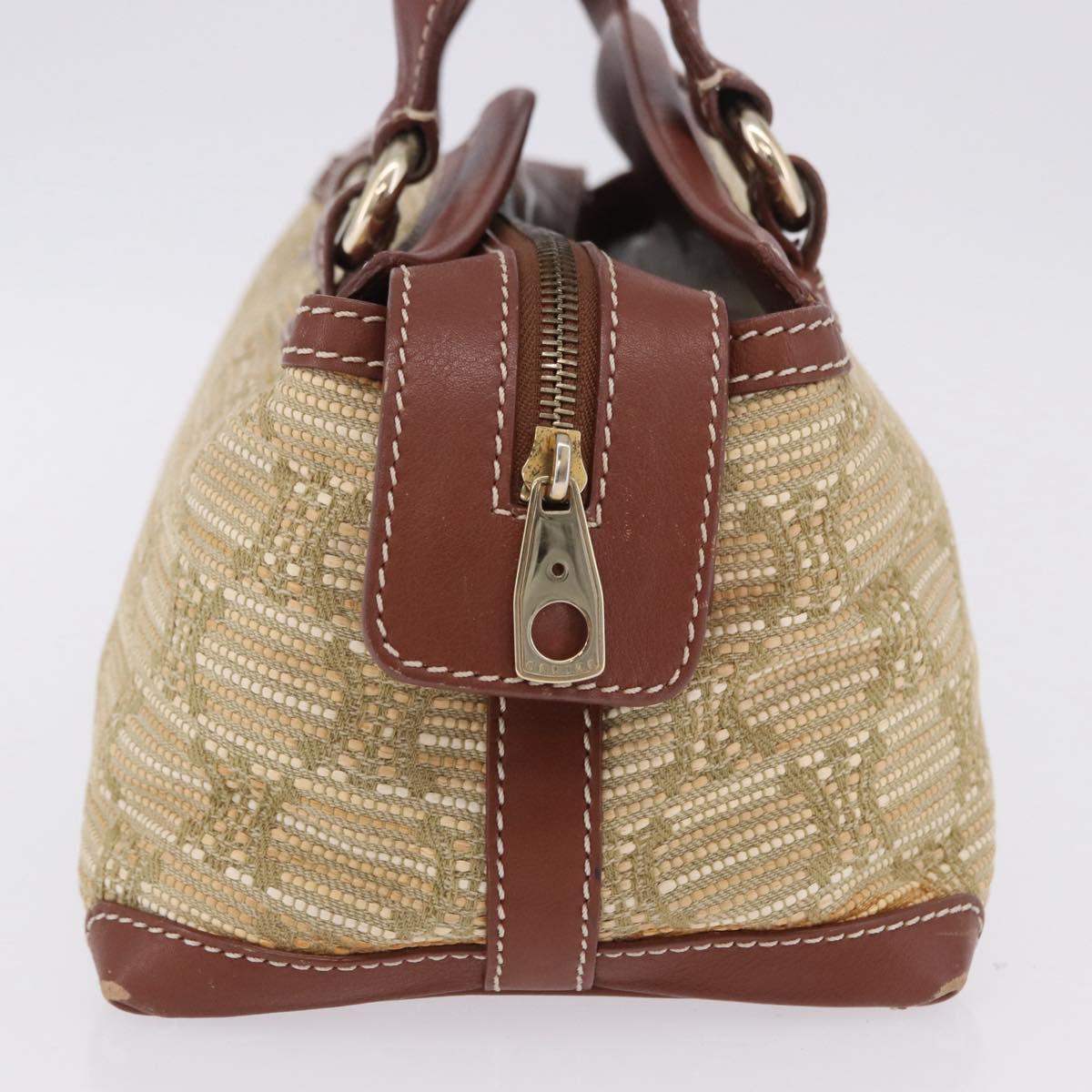 CELINE Hand Bag Canvas Beige Gold Tone Auth 201139A