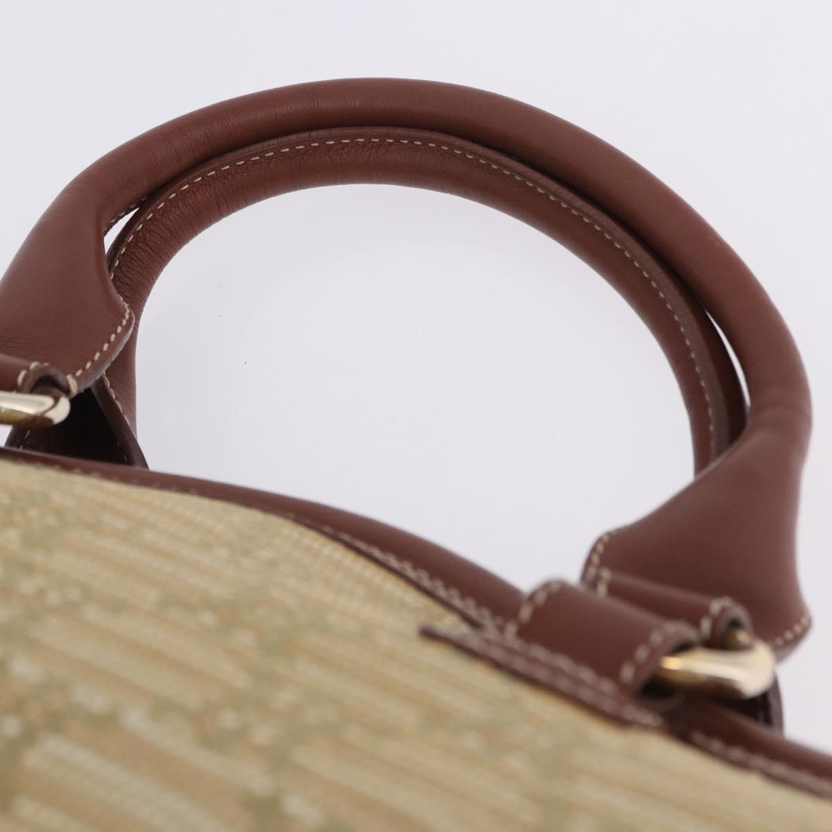 CELINE Hand Bag Canvas Beige Gold Tone Auth 201139A