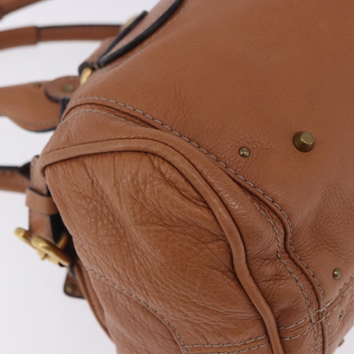 Chloe Paddington Hand Bag Leather Brown Gold Silver Auth 201140V