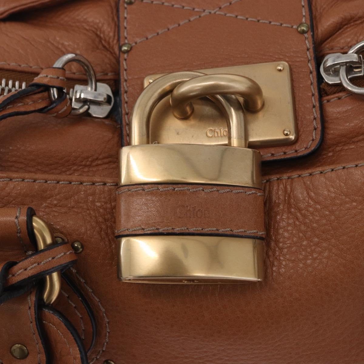 Chloe Paddington Hand Bag Leather Brown Gold Silver Auth 201140V
