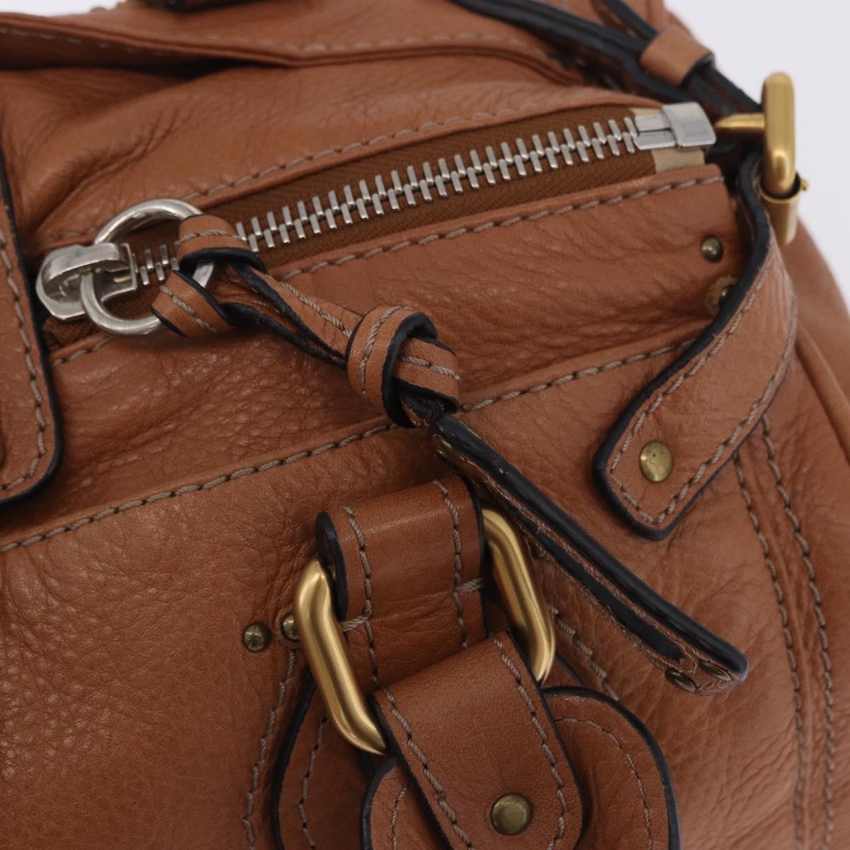 Chloe Paddington Hand Bag Leather Brown Gold Silver Auth 201140V