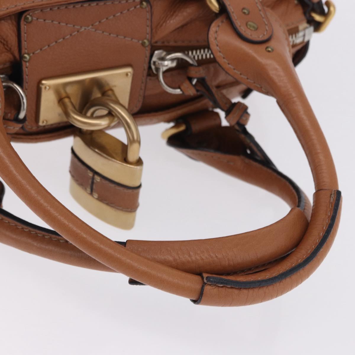 Chloe Paddington Hand Bag Leather Brown Gold Silver Auth 201140V