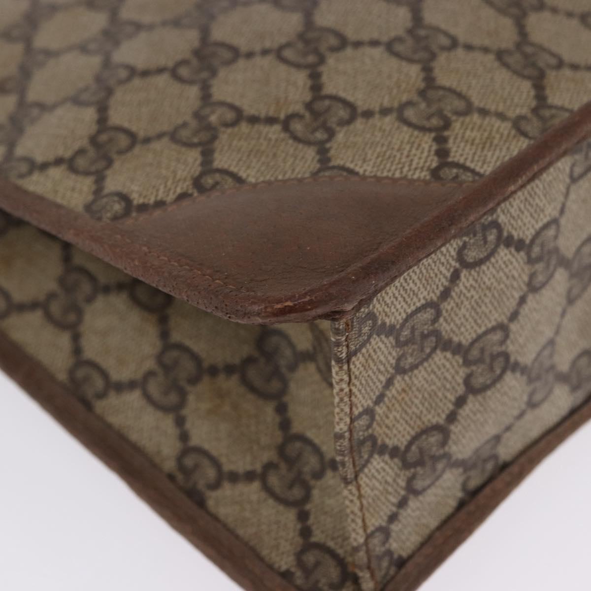 GUCCI GG Supreme Clutch Bag PVC Beige Gold Tone 89 01 029 Auth 201147