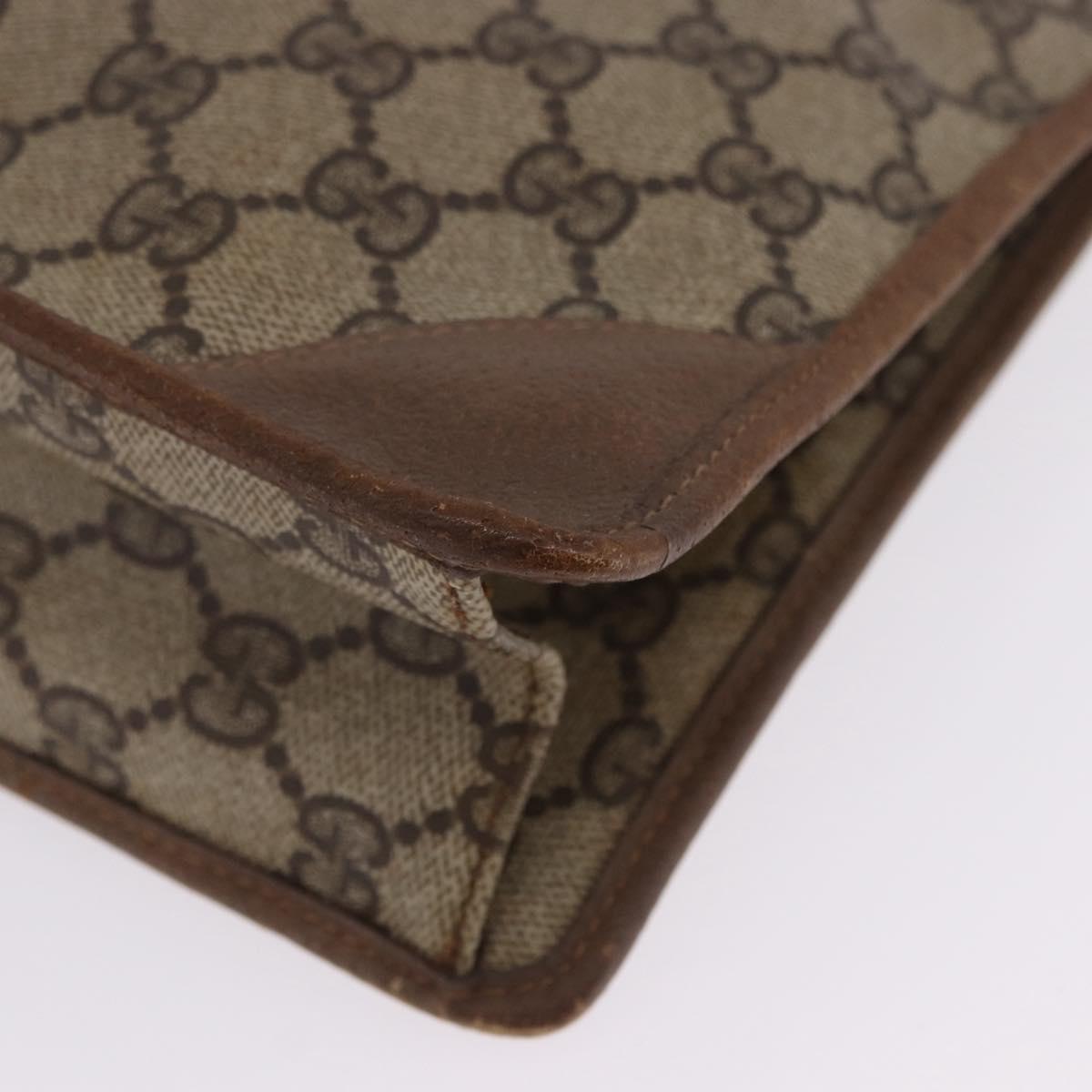 GUCCI GG Supreme Clutch Bag PVC Beige Gold Tone 89 01 029 Auth 201147