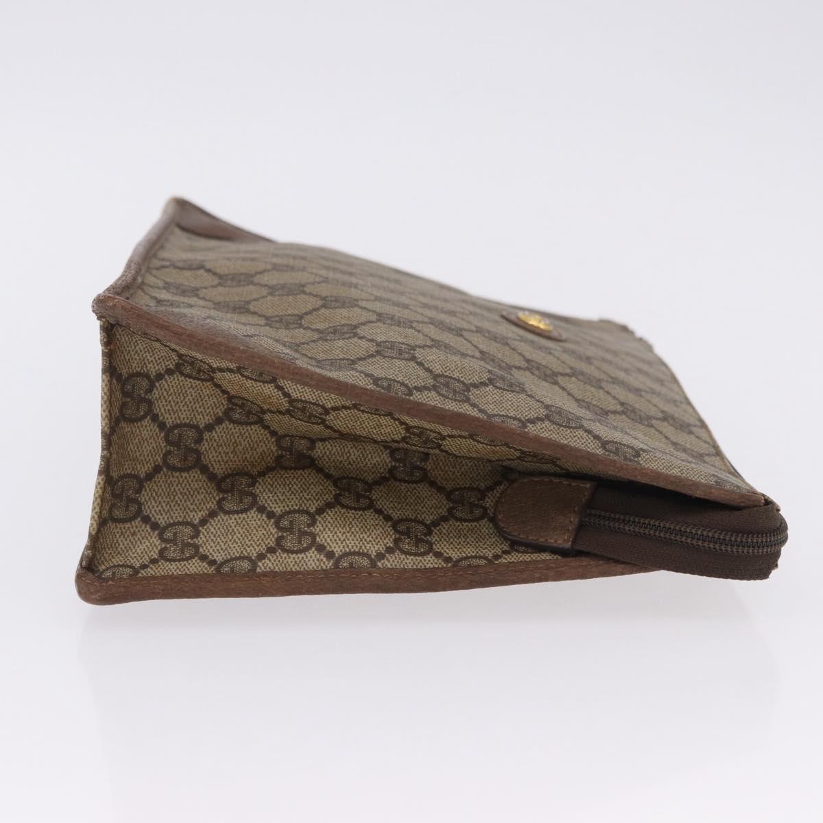 GUCCI GG Supreme Clutch Bag PVC Beige Gold Tone 89 01 029 Auth 201147