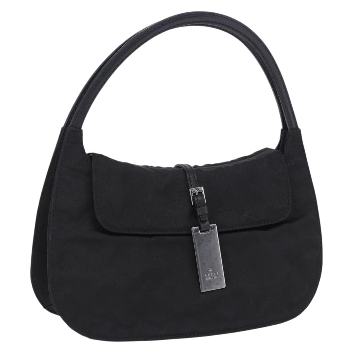 GUCCI GG Canvas Hand Bag Black Silver 005 0851 Auth 201149