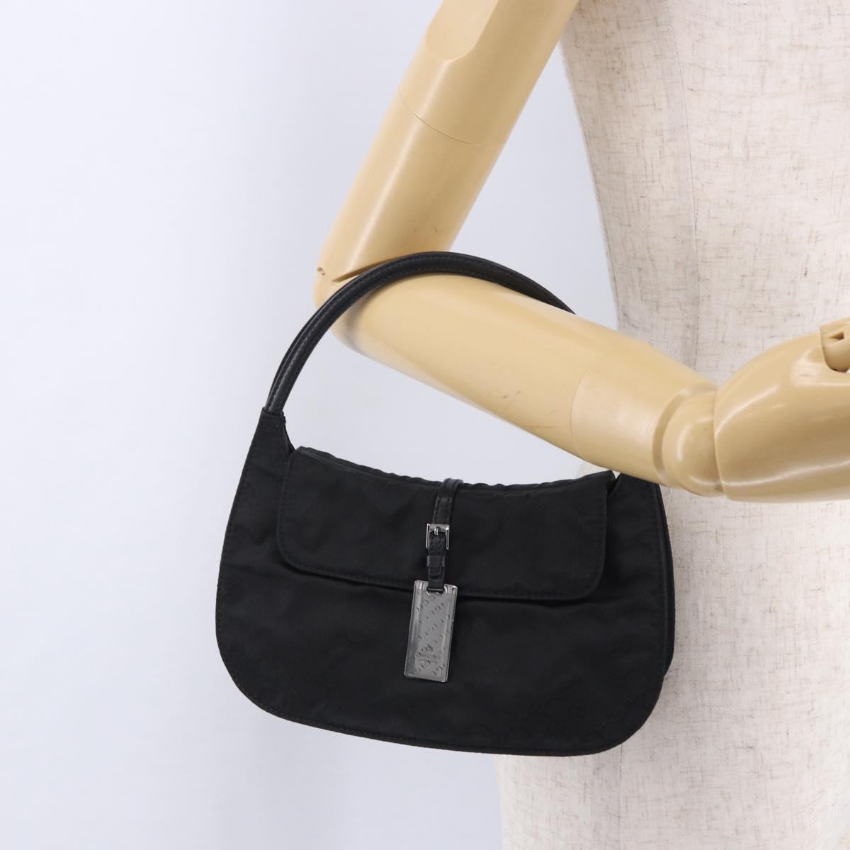 GUCCI GG Canvas Hand Bag Black Silver 005 0851 Auth 201149