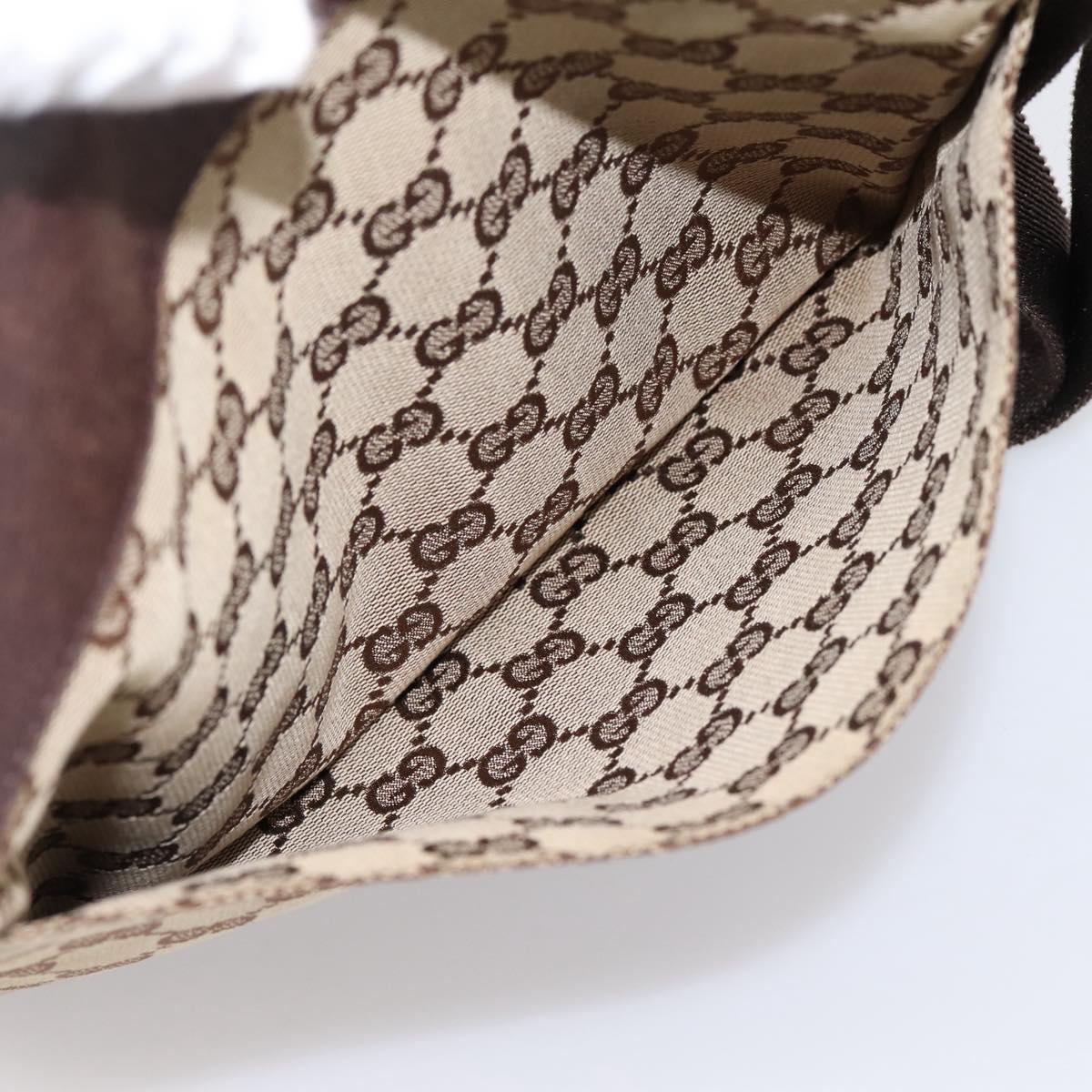 GUCCI GG Canvas Shoulder Bag Beige Silver 27639 Auth 201150