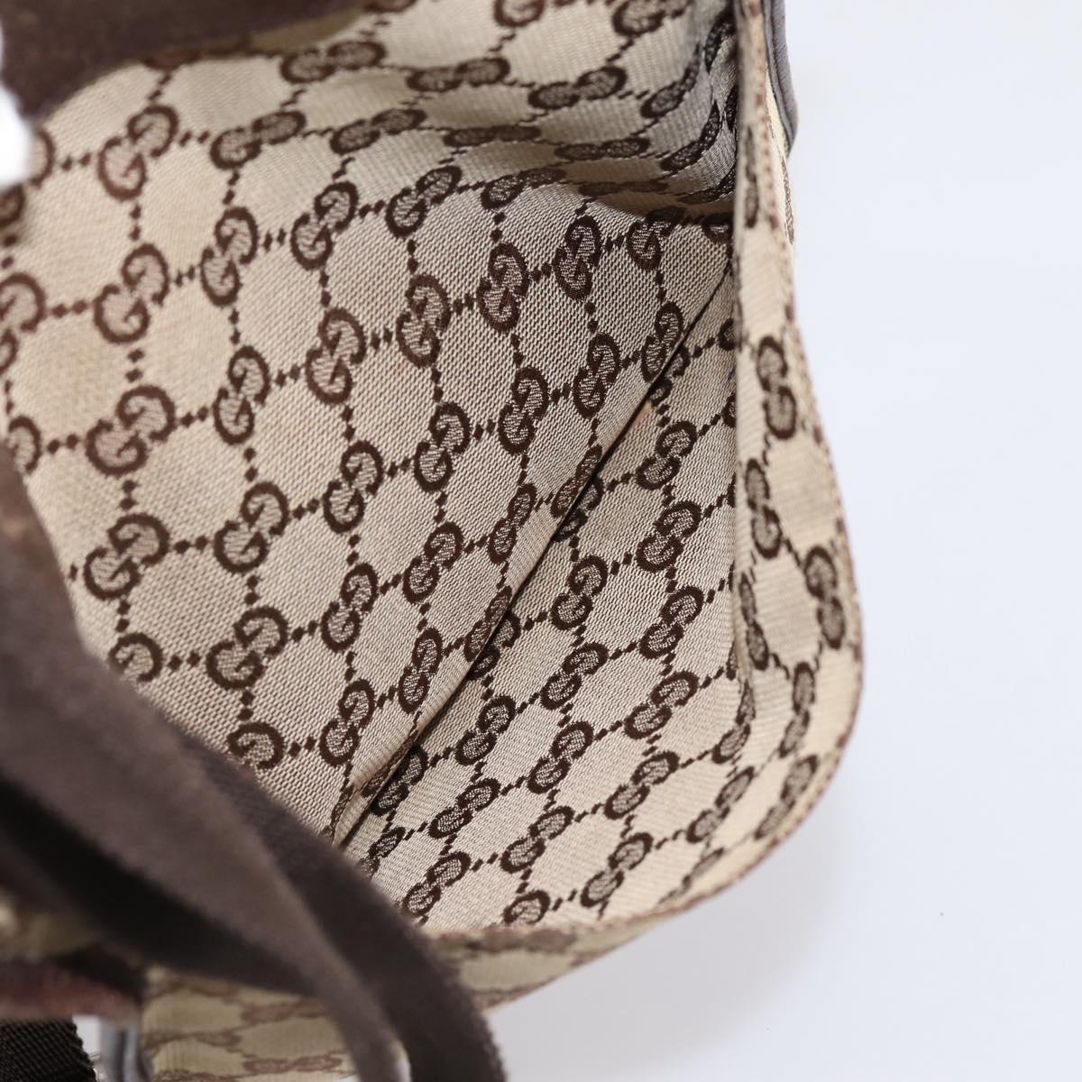 GUCCI GG Canvas Shoulder Bag Beige Silver 27639 Auth 201150