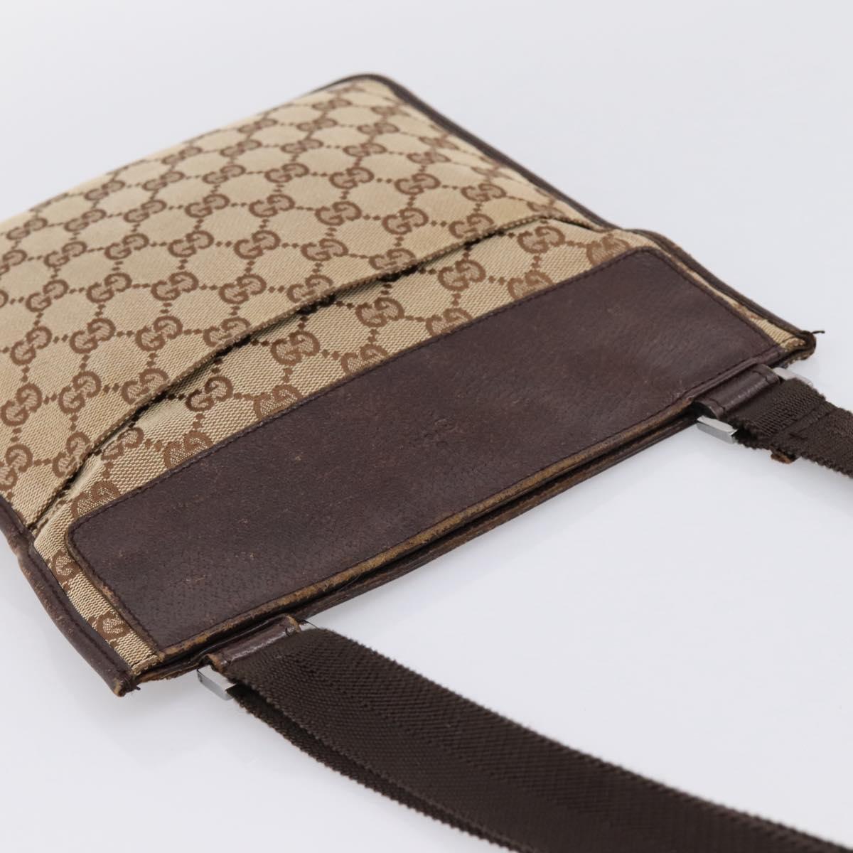GUCCI GG Canvas Shoulder Bag Beige Silver 27639 Auth 201150