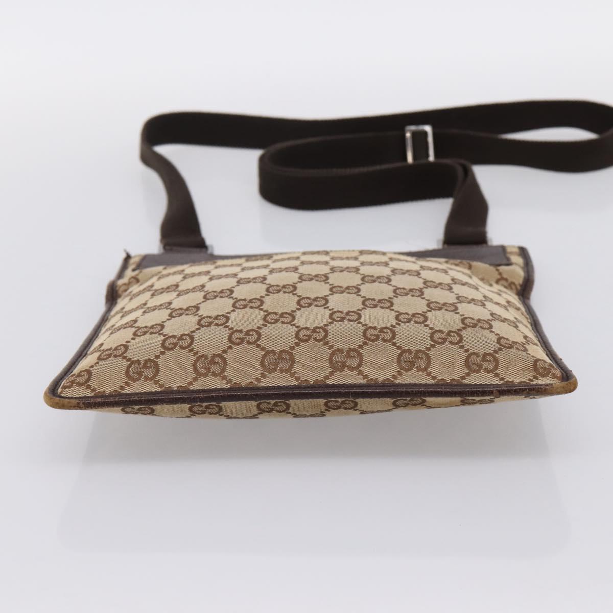 GUCCI GG Canvas Shoulder Bag Beige Silver 27639 Auth 201150