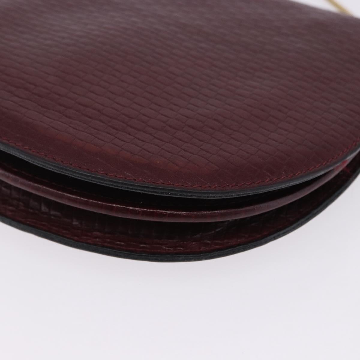 CELINE Shoulder Bag Leather Bordeaux Gold Tone Auth 201151A