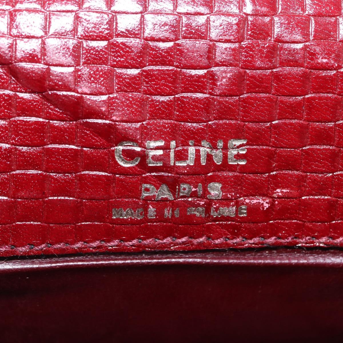 CELINE Shoulder Bag Leather Bordeaux Gold Tone Auth 201151A