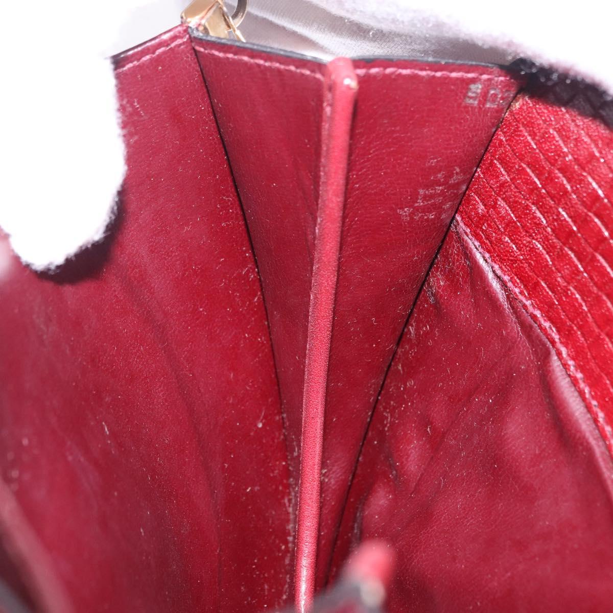 CELINE Shoulder Bag Leather Bordeaux Gold Tone Auth 201151A